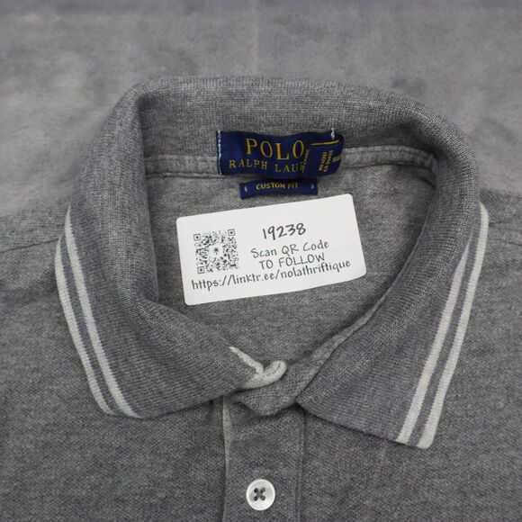 Ralph Lauren Shirt Mens L Gray Custom Fit Chest Button Short Sleeve Collared Top - Picture 7 of 16